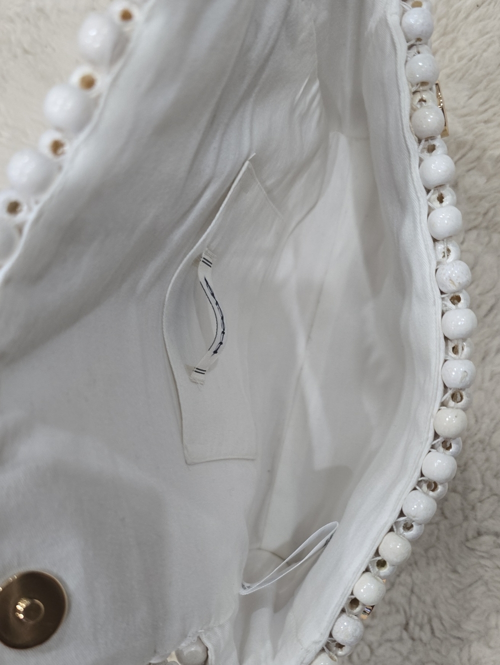 Maeve White Beaded Tote Bag